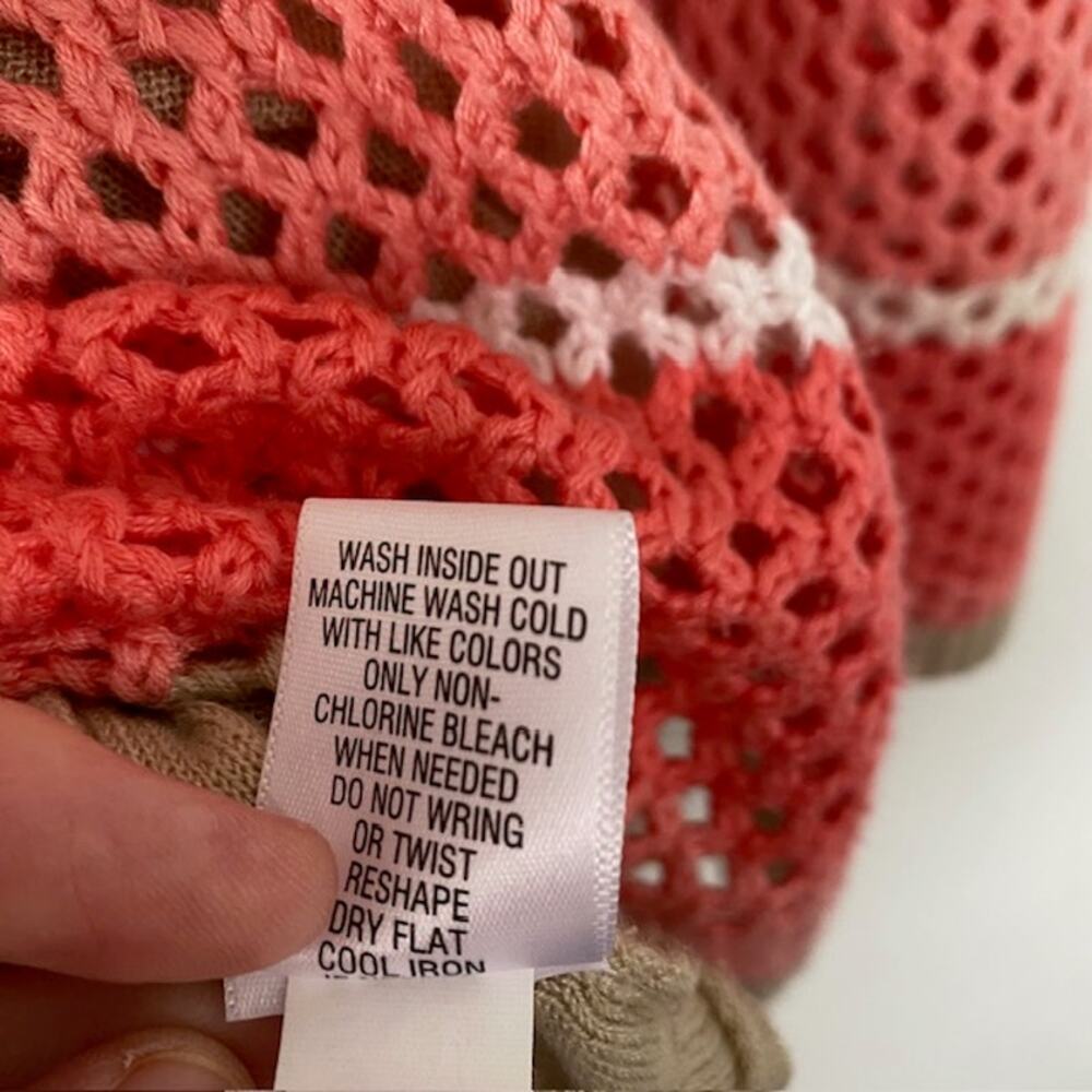 Croft & Barrow V-Neck‎ Loose Knit Lined Sweater Tan/Orange/Ivory Women's Large - Picture 10 of 12